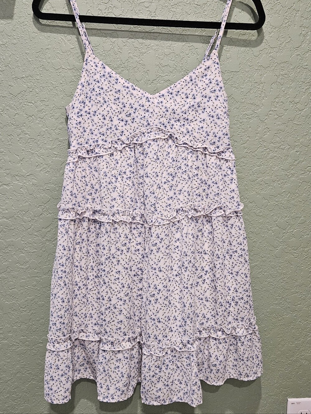 White and Blue Ditsy Floral Mini Dress from Altar'd State Medium
